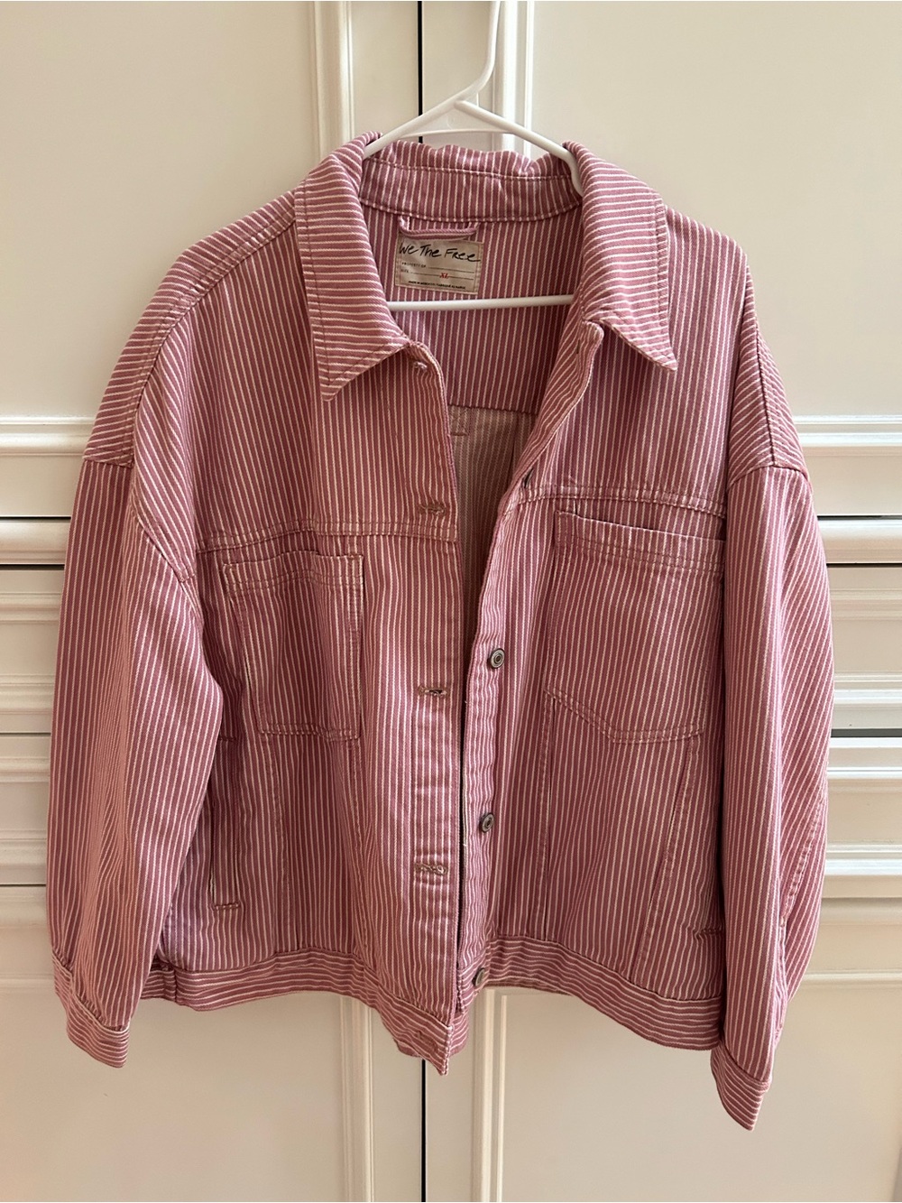 NWOT We The Free Opal Swing Jacket with Pink and White Stripes